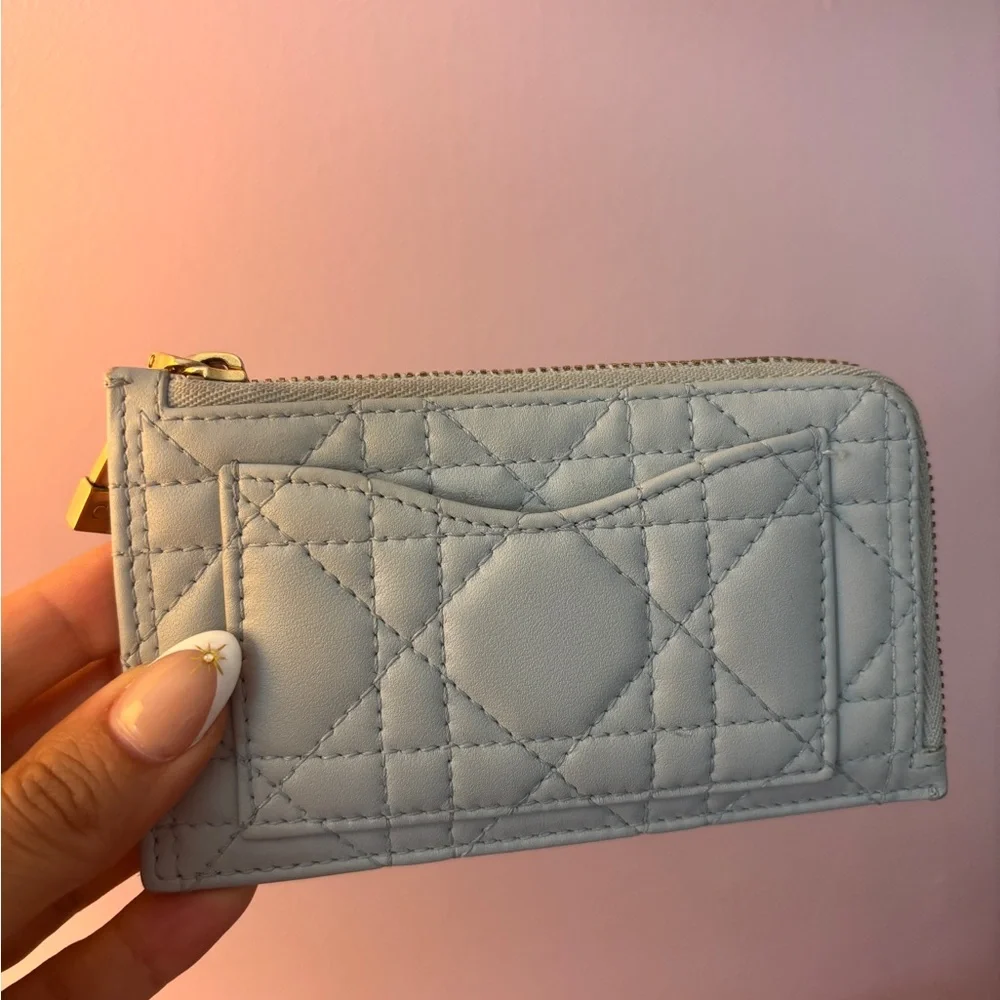 Dior Cannage Quilted Leather Card Holder Grey Wallet – Great Condition Auth - Picture 4 of 5